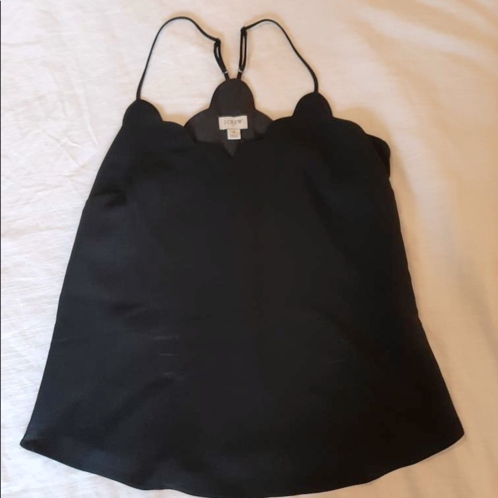 J Crew black scalloped cami top size 4